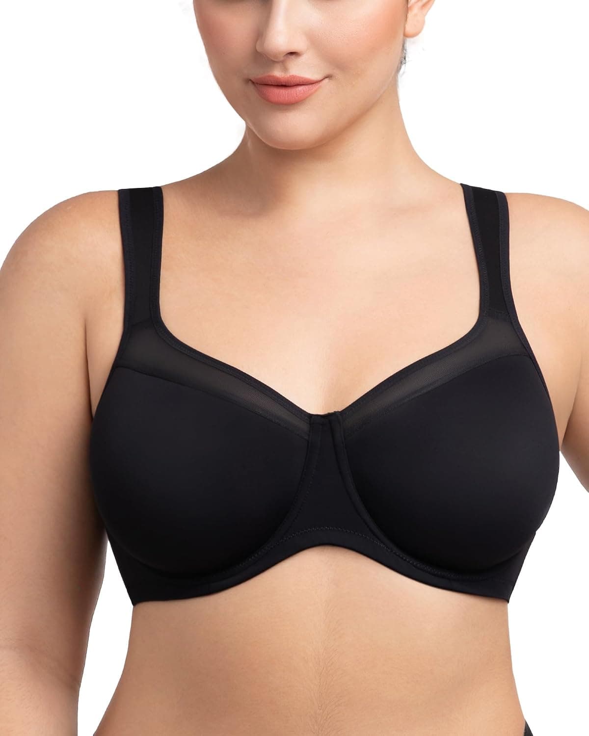 HSIA Bras for Women Minimizer Full Coverage Plus Size Tshirt Convertible Bra Unlined Underwire Seamless Cups with Mesh