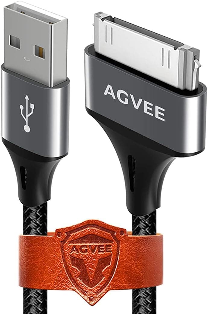 AGVEE 4ft 30 Pin Charger Cable Charging for Old iPod Touch 4 3 2 1 Nano, iPod Classic 3 2 1, Old iPad 1 2 3, Old iPhone 4 4S 3G 3GS, Dark Gray