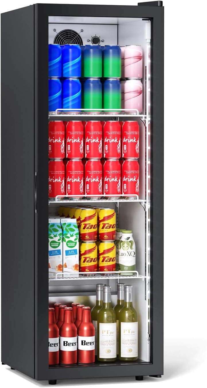 Electactic Commercial Display Beverage Refrigerator, 6.4 cu.ft 260 Cans Beverage Refrigerator, High-Efficiency & Frost-Free Display Refrige, Compact Refrigerator for Home, Bars, Offices, Cafes