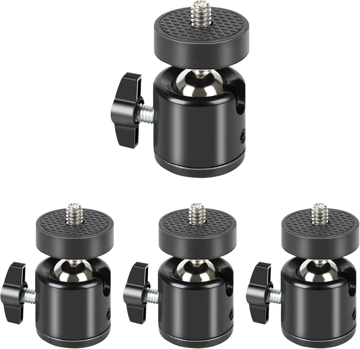Daniob 4-Pack Mini Ball Head, Tripod Head with 1/4" hot Shoe, 360° Rotatable Ball Head Camera Mount Adapter, with Tripods, Light Bracket, SLR Cameras