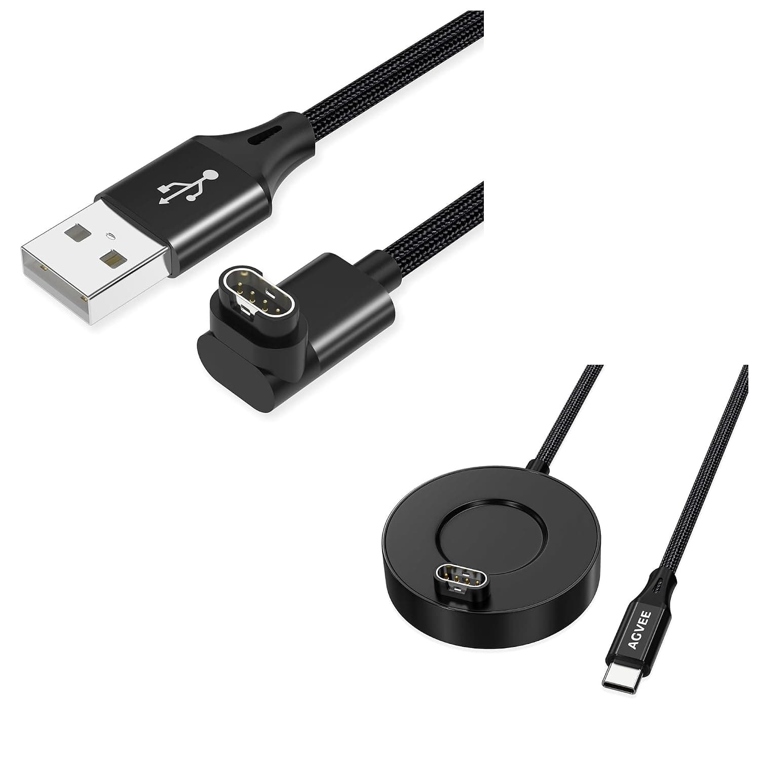 AGVEE Angled 90 Degree Charging Cable and Thin Dock for Garmin Smart Watch