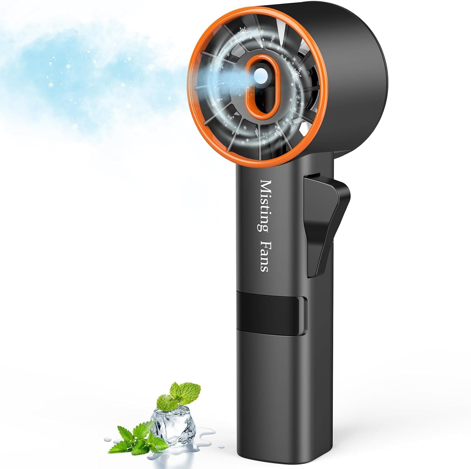 Ausic Portable Handheld Misting Fan, Turbo Fans with Mist, High-Speed, 3 Speeds Personal Small Water Spray Fan, Outdoor Cooling Rechargeable Battery Operated Fans for Kids/Travel/Makeup/Shopping