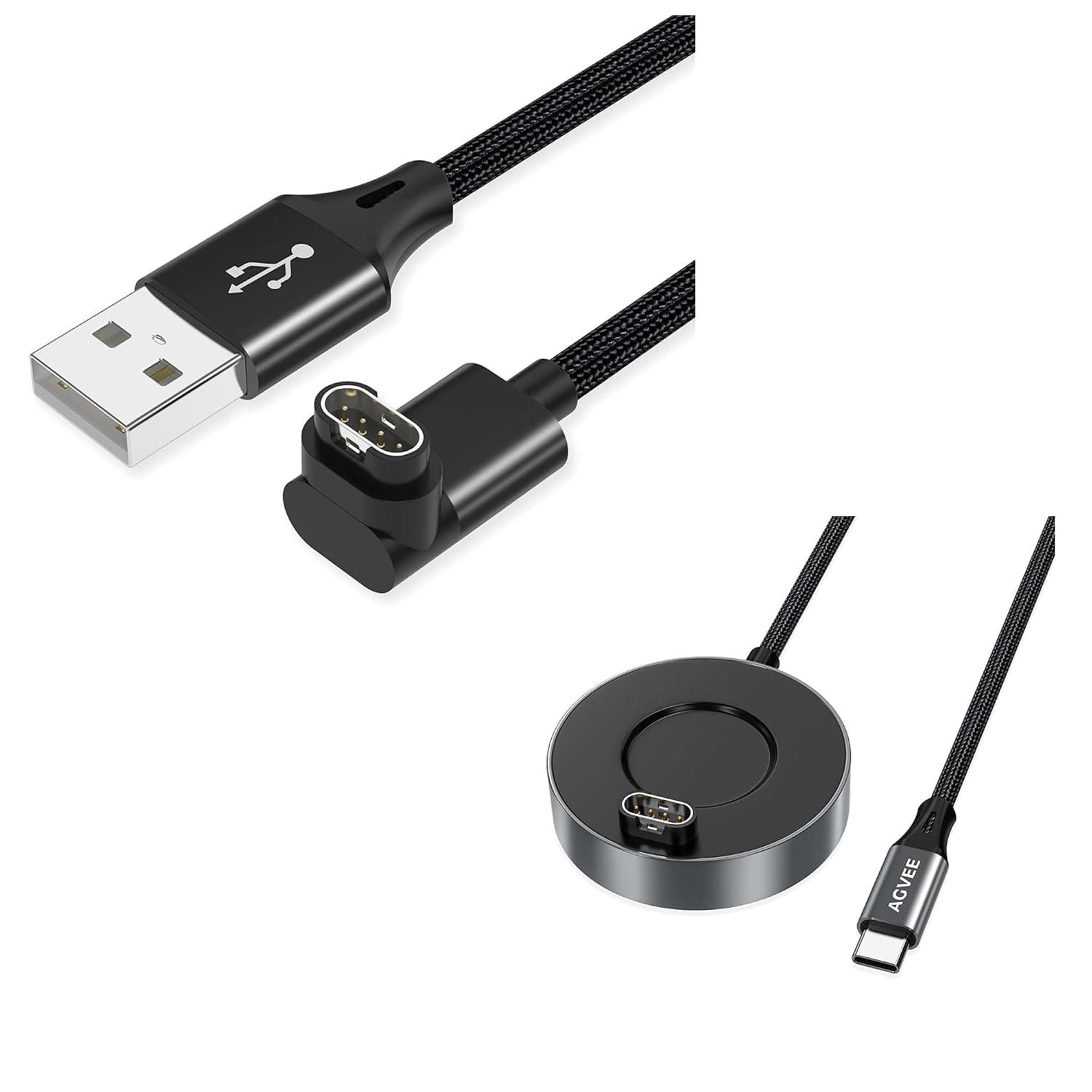 AGVEE Angled 90 Degree Charging Cable and Thin Dock for Garmin Smart Watch