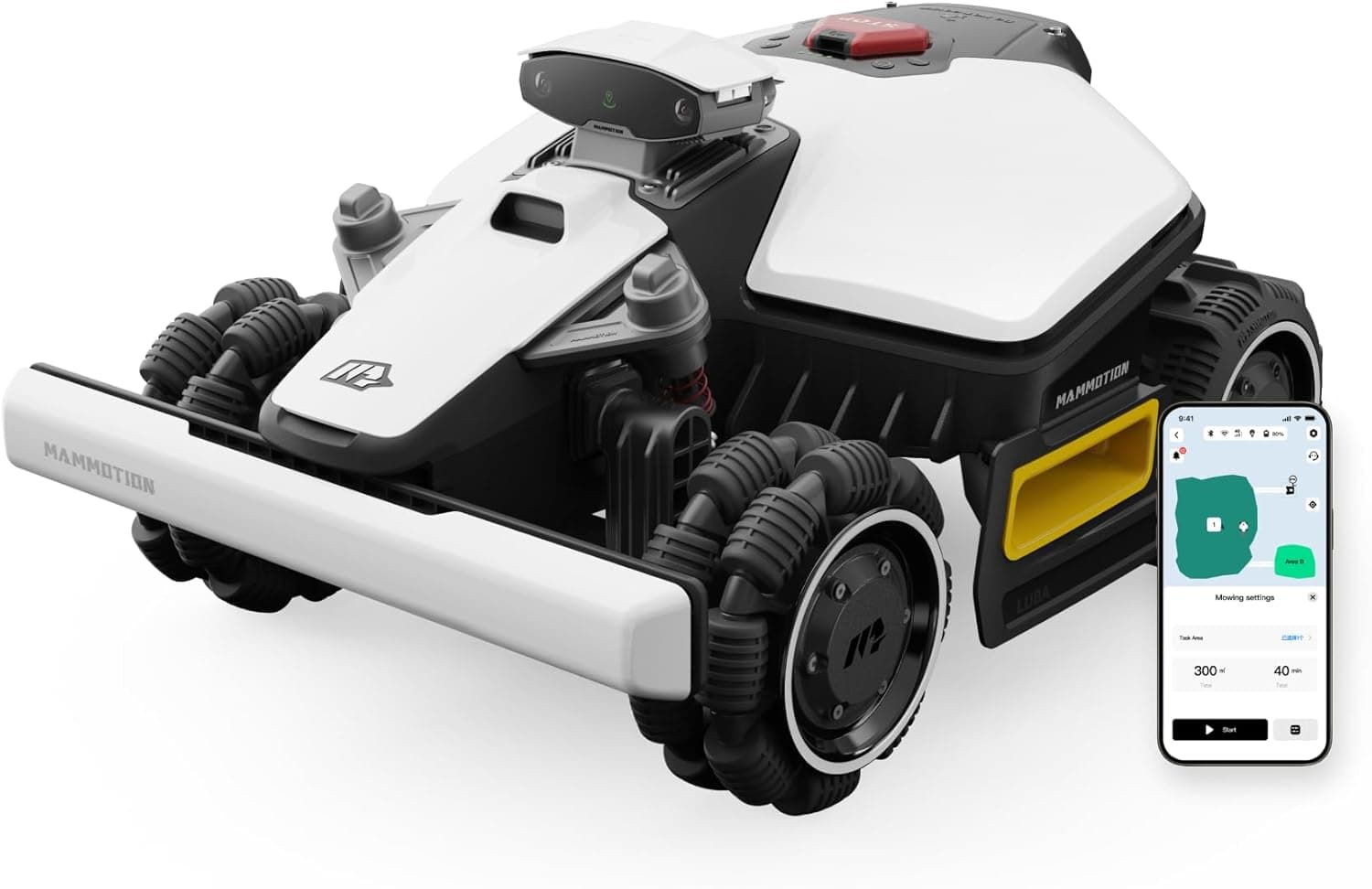 Mammotion LUBA mini AWD 800H Robotic Lawn Mower, for 0.2 Acres, All-Wheel-Drive for 80% Slope, No Wire, No RTK Installation, Free NetRTK+AI Vision Positioning, Cutting Height 2.2"-4.0"