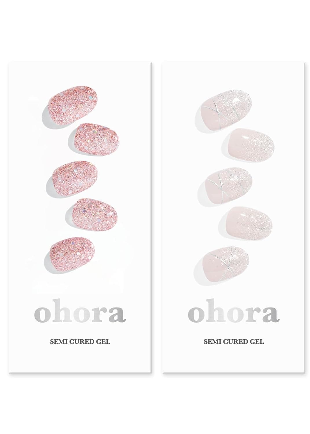 "ohora Semi Cured Gel Nail Set of 2 (N Pixie Dust & N Dress Up) - Professional Salon-Quality Nail Care - Easy to Use, Comfortable Curing, and Easy to Remove "
