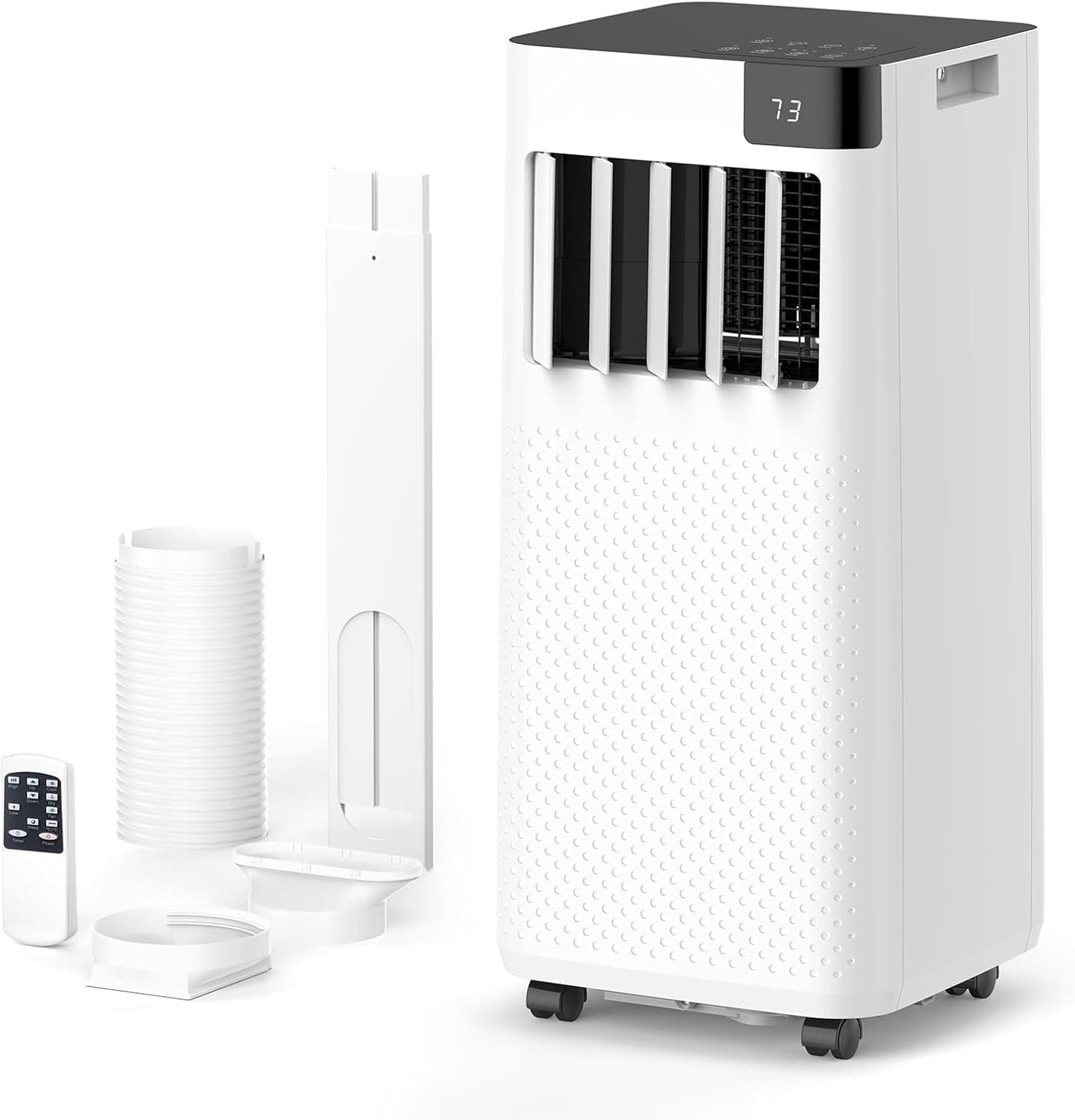 Electactic 10000 BTU Portable Air Conditioner, 4-in-1 Portable AC Unit with Cooling, Dehumidifier, Fan & Sleep Modes, Quiet Air Conditioner with 24H Timer, Remote Control & Installation Kit, White