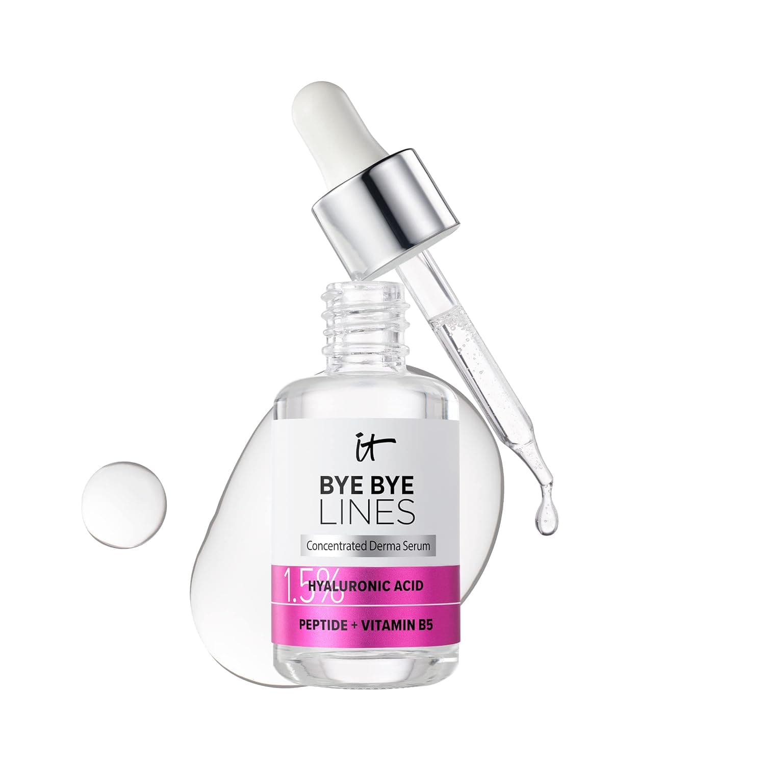 IT Cosmetics Bye Bye Lines Hyaluronic Acid Serum for Face - Hydrating Anti-Aging Facial Serum With Peptide & Vitamin B5, Visibly Plumps Skin, Smooths Look of Fine Lines, For All Skin Types - 1 fl oz