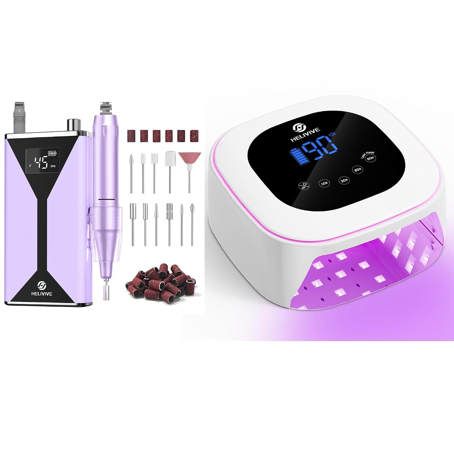 Professional Electric Nail Drill with Cordless UV LED Nail Lamp