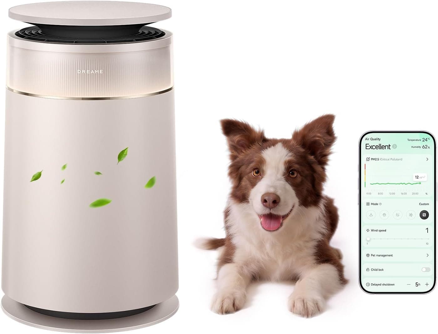 Dreame HEPA Furcatch Pet Air Purifier FP10, Active Roller Self-Cleaning, LoopBoost Airflow, CataFresh Odor Removal, Multi-Stage Filtration, Pet-Friendly Design, Tech-Inspired Aesthetics, for Pet Homes