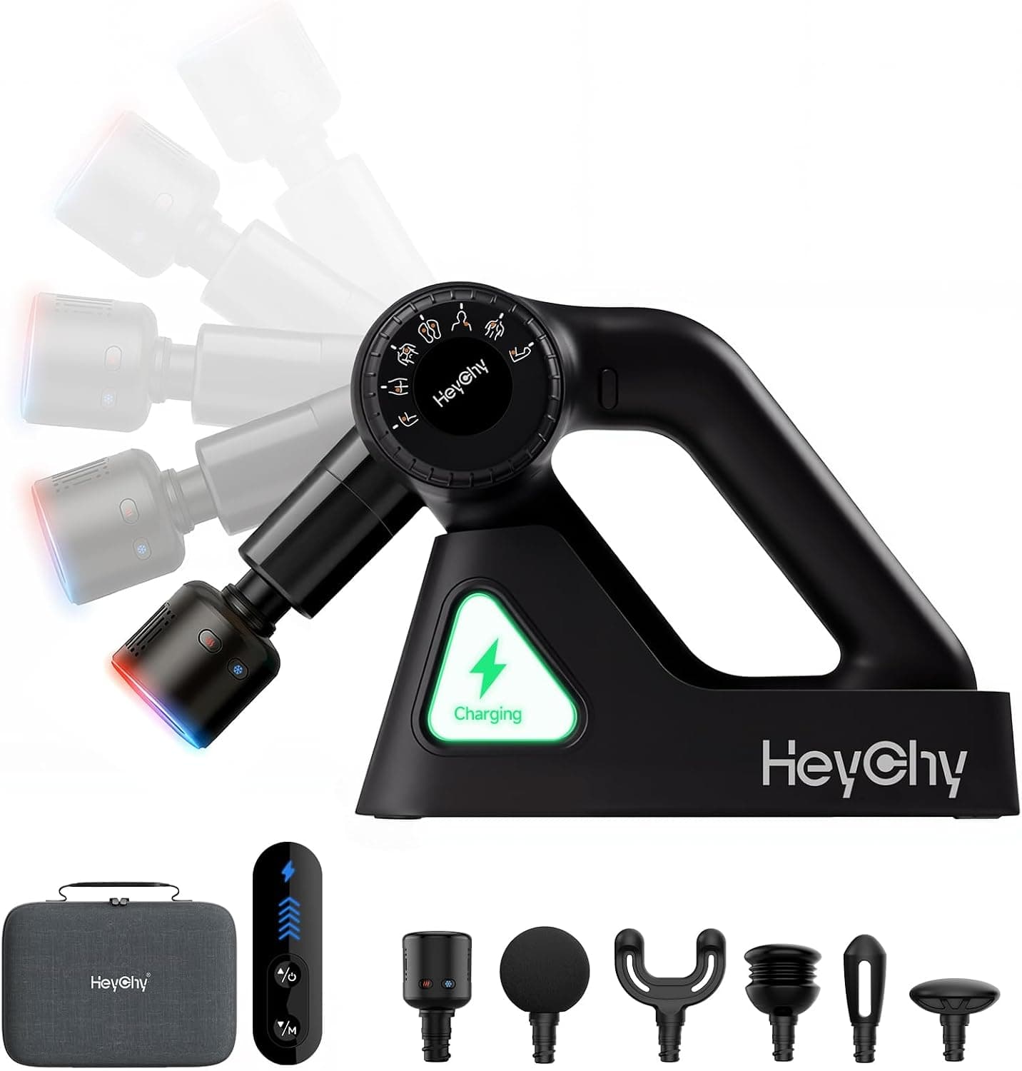 HEYCHY Percussion Massage Gun Deep Tissue with Adjustable Amplitude for Muscle Relief, Professional Handheld Massager for Neck, Back, Shoulder, Leg, Ideal for Men, Athletes, Black