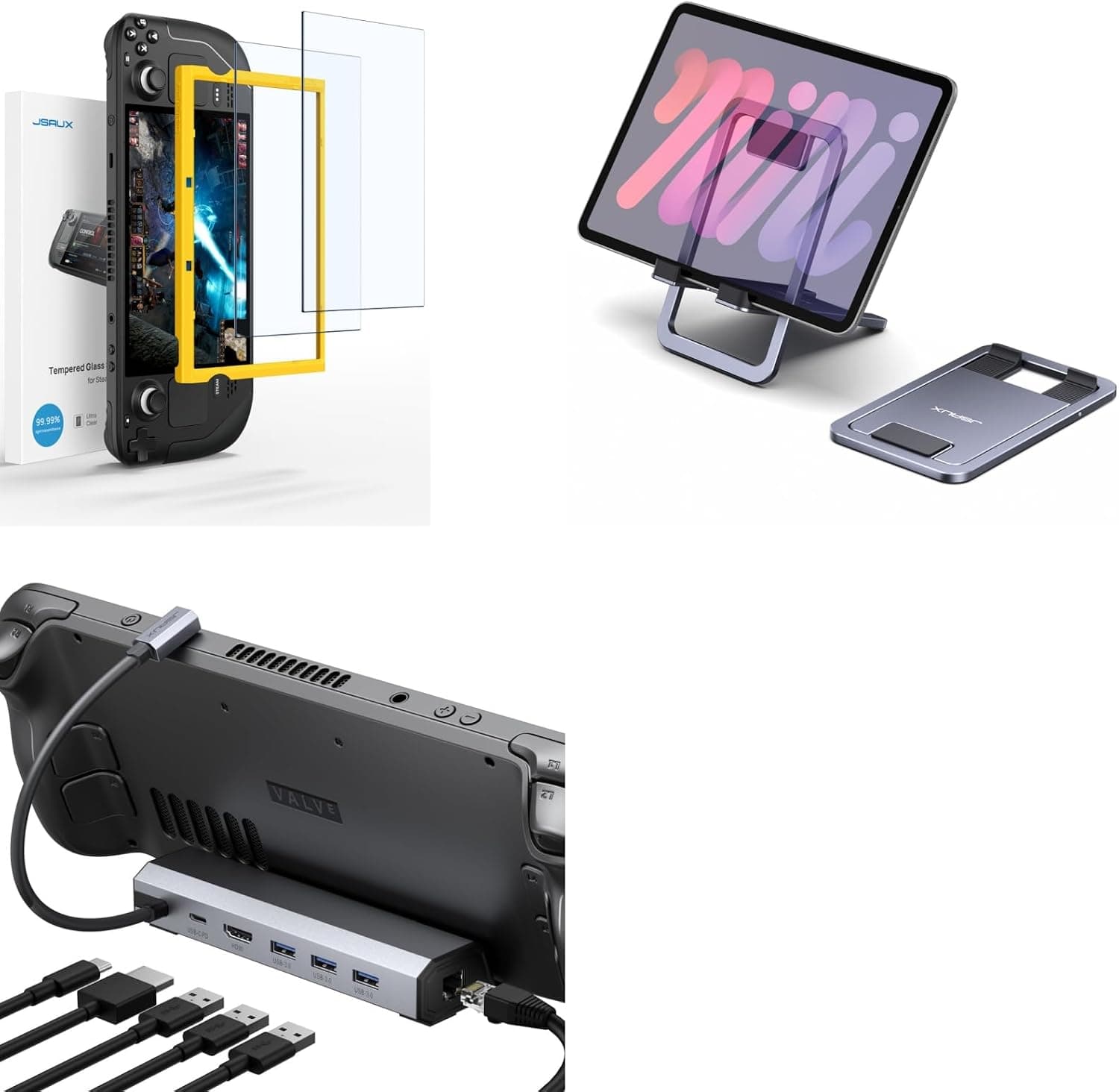 6-in-1 Dock+Screen Protector+Stand for Steam Deck