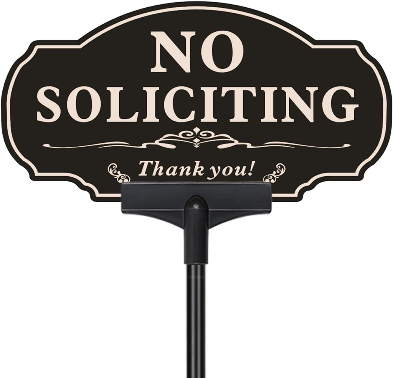 3' Tall No Soliciting Yard Sign (8x13'') with Metal Stake, Adjustable Height(17-36'') No Solicitors Aluminum Sign for Ground - 40mil Thick signs for Outdoor, weatherproof & Durable