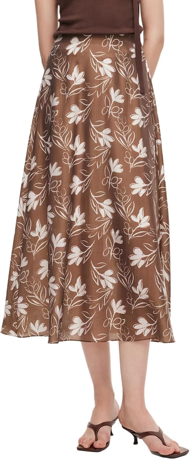GOELIA Skirts for Women Summer Bohemian Floral Print Skirt Women's Midi Casual Flowy Skirt for Beach Party Holiday