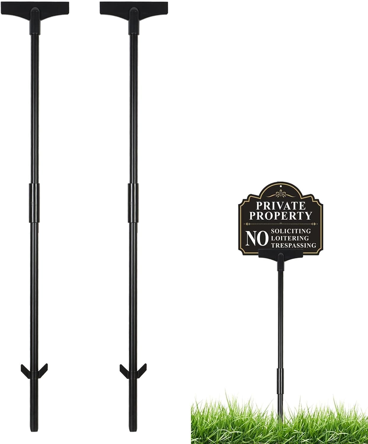 2-Pack Yard Sign Stakes for Outside Ground, 36 Inch Aluminum Yard Sign Holder Stand for Fence Road Parking Street Stop (3ft)
