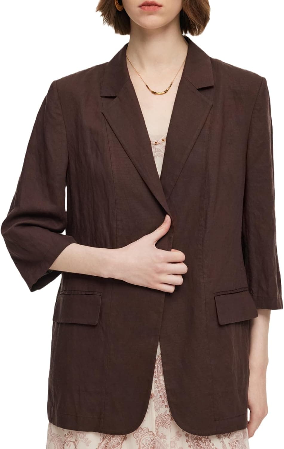 GOELIA Women's Casual Blazers Open Front 3/4 Sleeve Work Office Suit Jackets Blazer