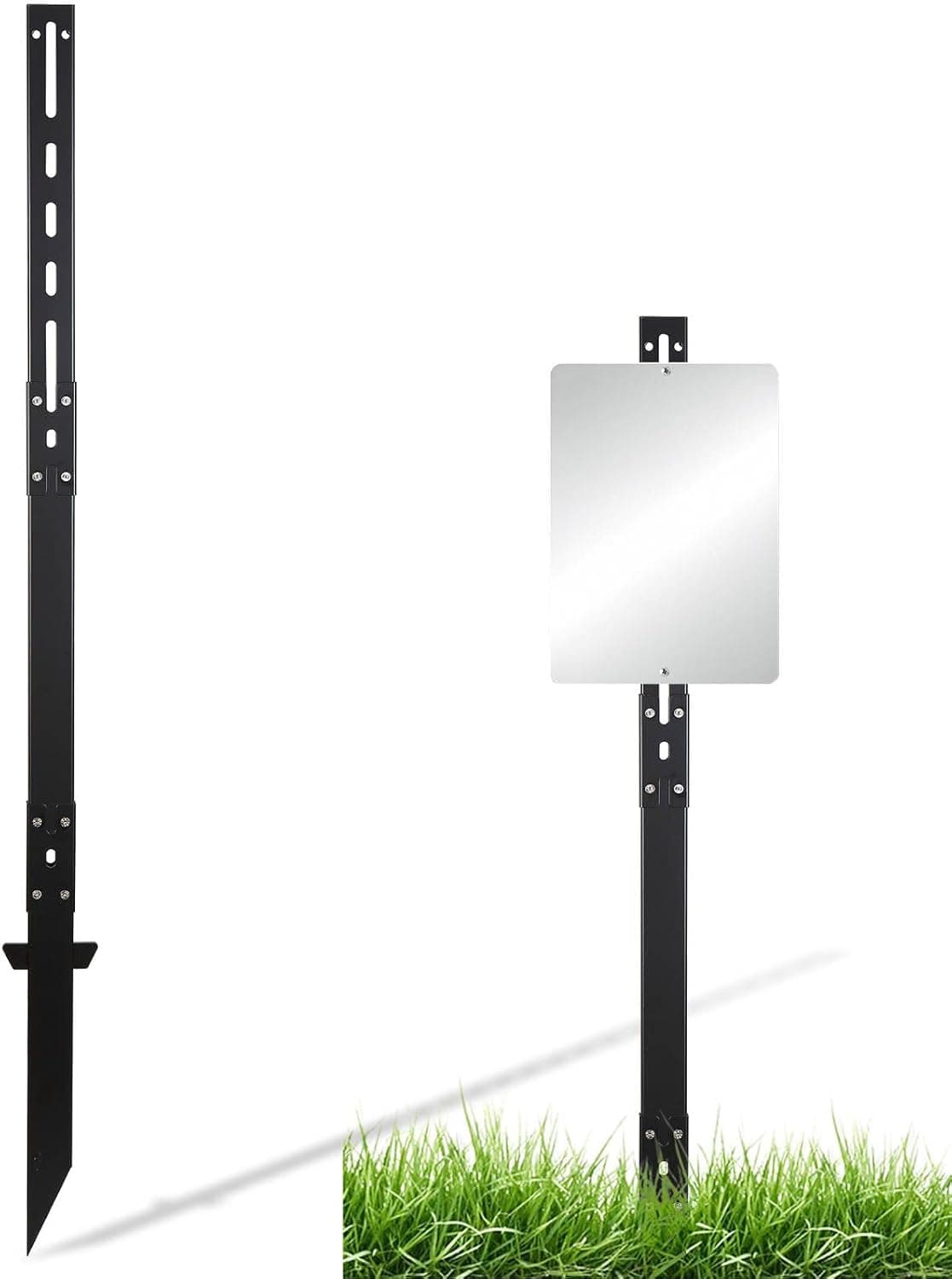 4.3 Ft Sign Post Heavy Duty Sign Stake with Baked Enamel Coating, Rust-Resistant & Durable Metal Stand for Outdoor Ground Lawn Yard, Parking, Schools - Fits 7 to 18 Inch Signs (Black)