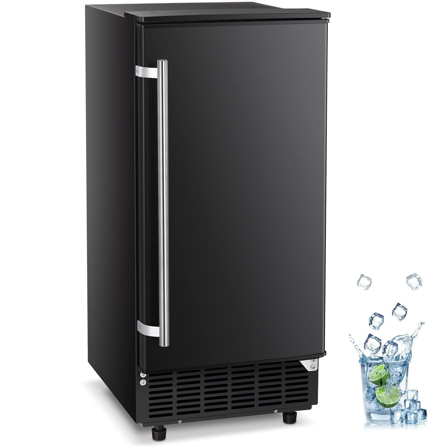 Kismile 80Lbs/Day Commercial Under Counter Ice Maker, Built-in Ice Cube Machine with Reversible Door, 24H Timer & Self-Cleaning, Black Ice Maker for Home, Office & Bar(Black)