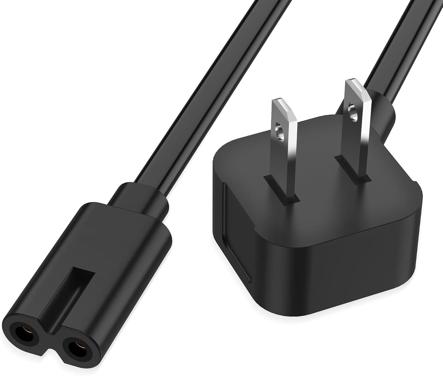 AGVEE 5ft Printer Power Cord for HP Officejet Pro Envy Photosmart Epson, 90 Degree ETL Listed 18AWG 2-Prong AC Power Cable IEC C7 C8 Replacement, Black