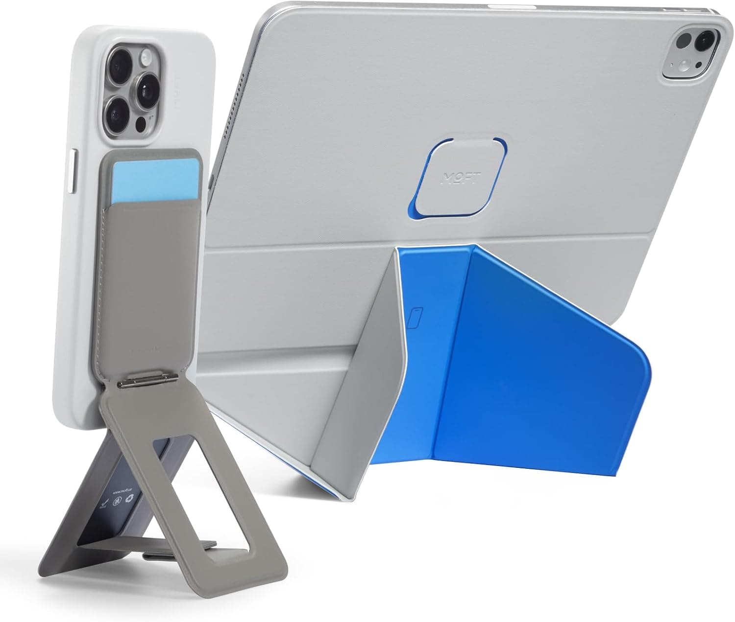 MOFT Dynamic Folio Case for iPad Pro 11 inch Cement x Sapphire & Phone Tripod Stand, MagSafe Wallet Tripod Stand, NFC-Supported Phone Wallet Taupe