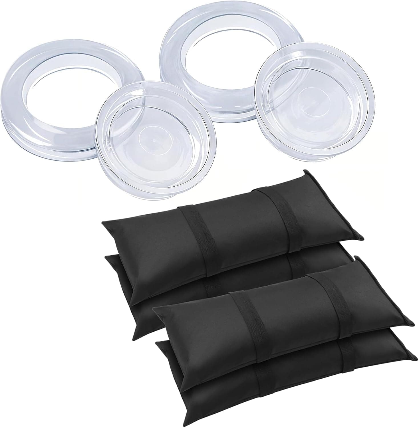 Prudiut 2Set 2in Patio Table Umbrella Hole Ring + 4 Packs Umbrella Base Weights Sandbags(200 LBS)