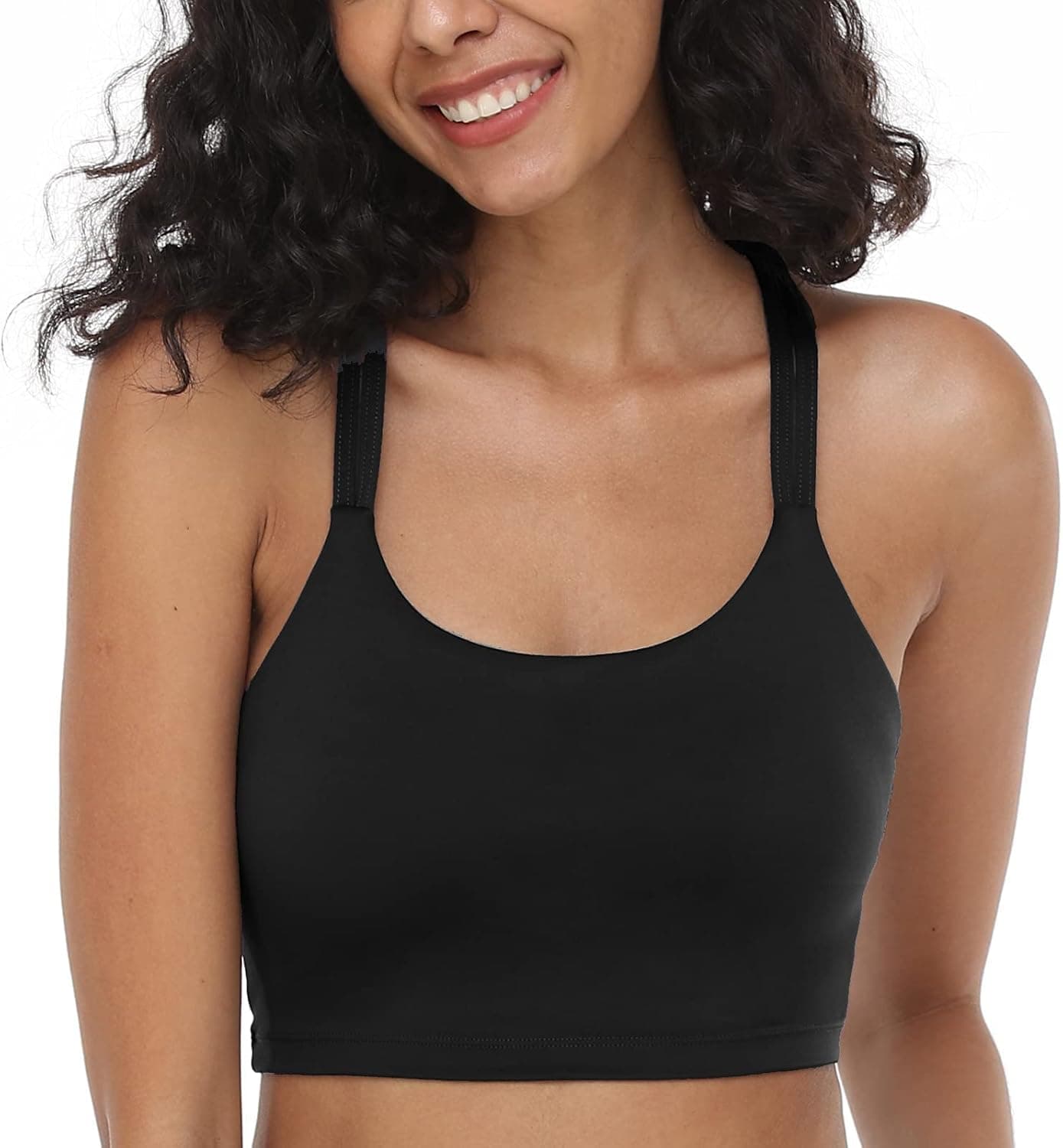 HSIA Sports Bras for Women Strappy Criss Cross Back Medium Support Yoga Crop Top with Removable Padded Cup