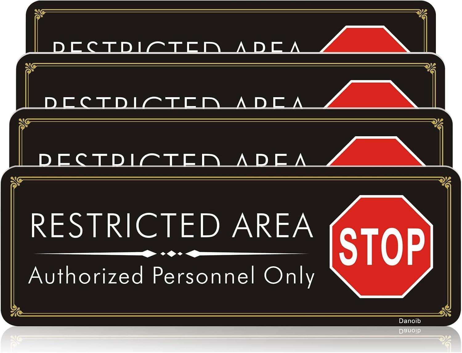 4 Pack Restricted Area Sign Authorized Personnel Only, Do Not Enter Sign, 9 x 3.1 Inches Acrylic Signs, Weatherproof and Fade-Resistant for Home, Business Office, Shop