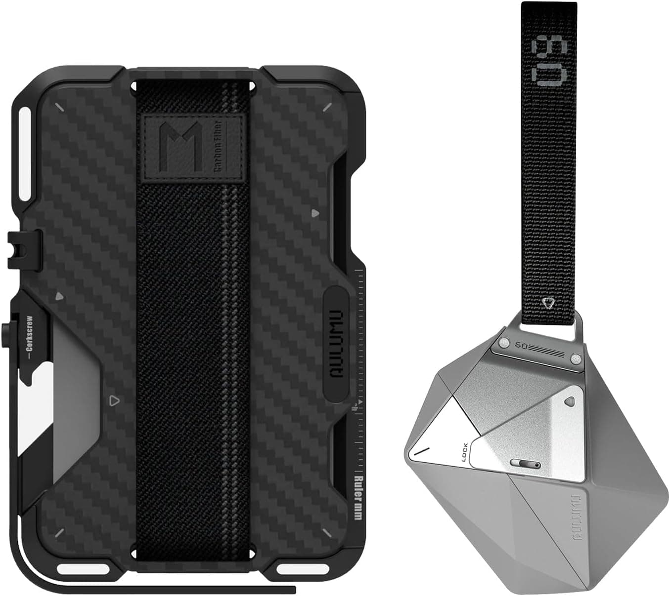 Aulumu A09 Geometric AirPods Pro Case [Gray] + G03 Carbon Fiber [Black] All-in-One Secure Case Set