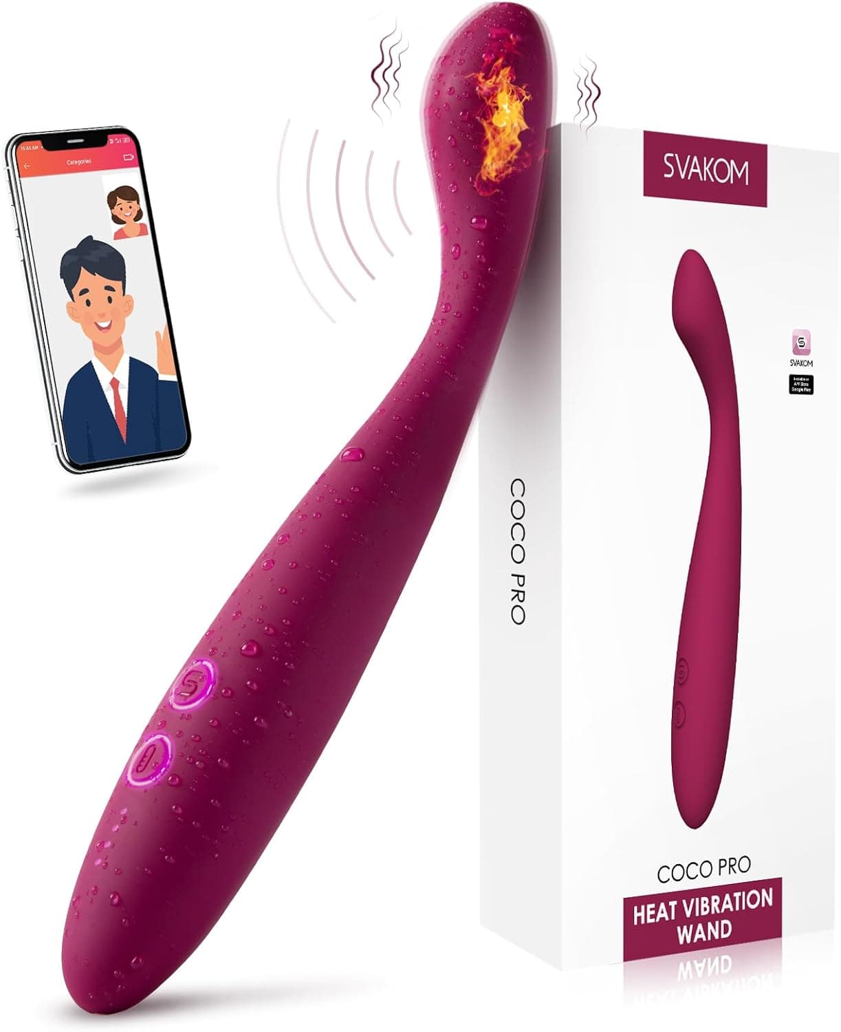 Heated G-Spot Dildo Vibrator Sex Toy - SVAKOM APP Remote Control Heating Finger Vibrators with 5 * 5 Vibrations - Clitoral Vibe Personal Wand Massagers Adult Sex Toys for Women Climax Pleasure | Finger Shaped, 42° Heating, 5x5 Vibrations, Clitoral Nipples Vaginal Anal Massager, For Women Men Couples, IPX7 Waterproof
