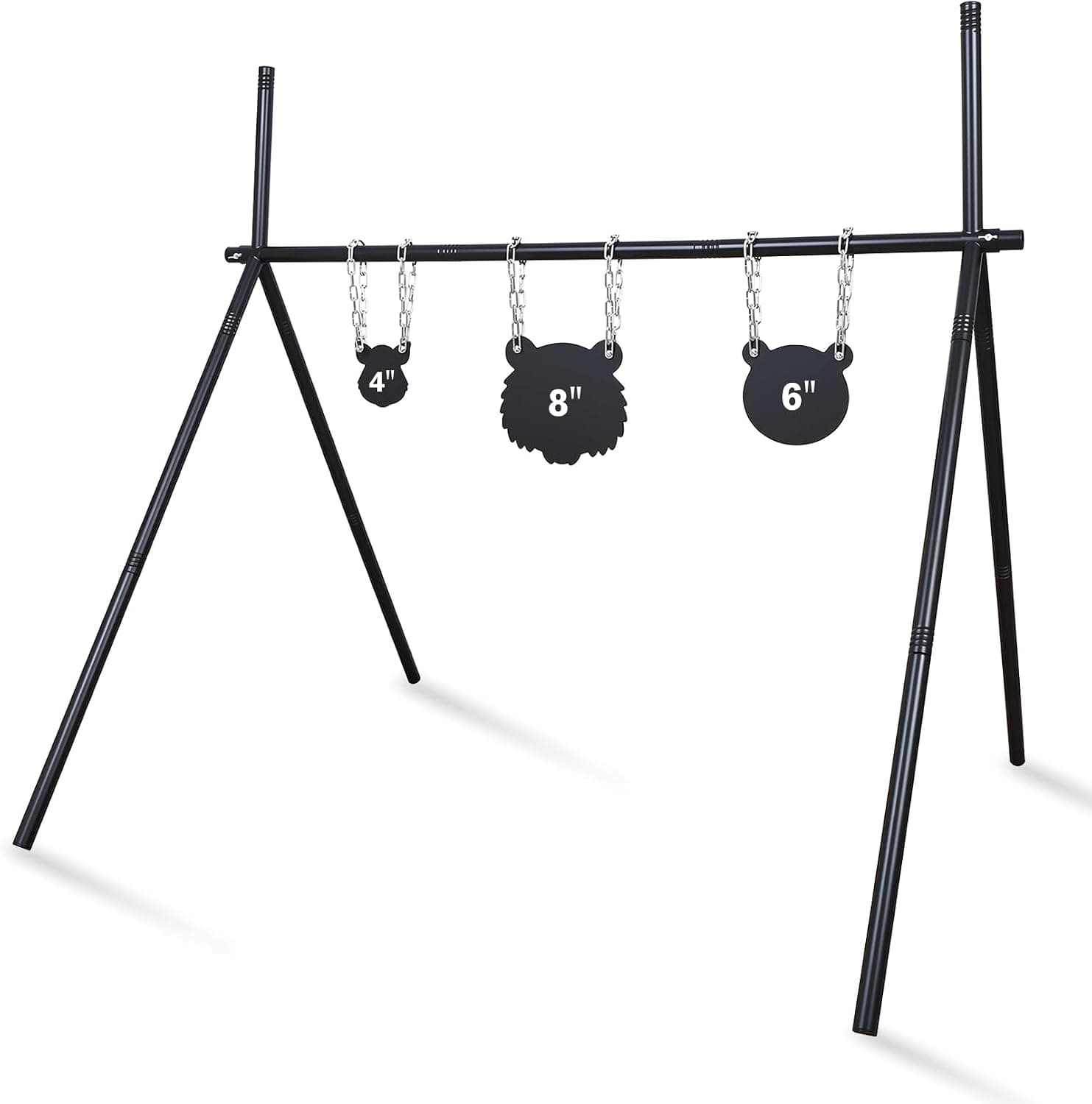 Steel Target Kit with Stand, 1/8 Inch Thick Steel Hanging Plates | Outdoor Shooting Range Practice | for .22LR, Airguns & BB Guns | Includes 4", 6", 8" Targets