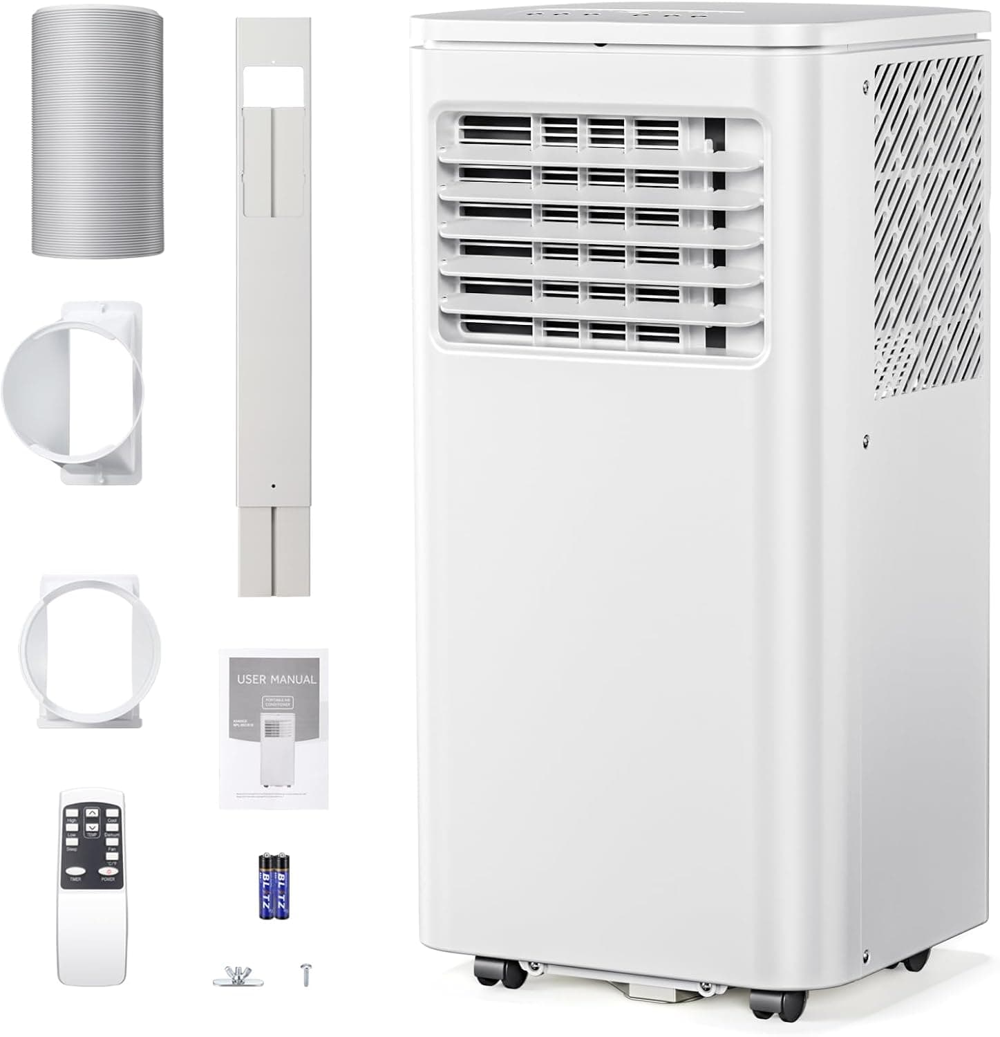 Electactic 8000 BTU Portable Air Conditioner, 4-in-1 Portable AC Unit for Rooms up to 350 Sq.Ft. with Dehumidifier & Fan Modes, Remote Control, 24H Timer & Easy Installation Kit
