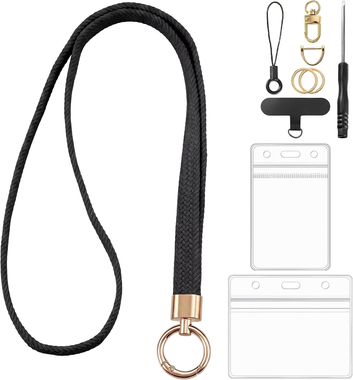BESARME Stretchy Lanyard for ID Badges and Keys, Lightweight Thin Neck Strap - Light Comfort with Metal Clasp for Teachers Nurses Students Office Workers