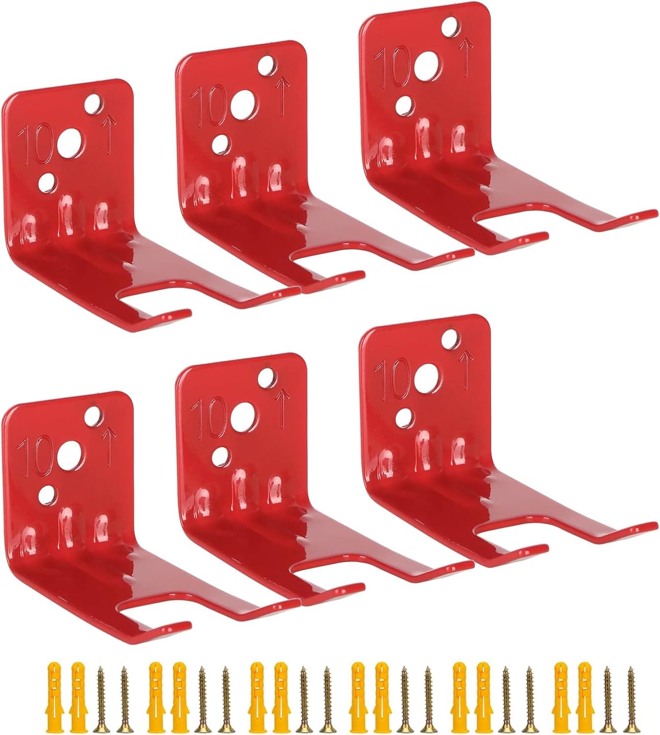 Fire Extinguisher Mount, 6-Pack Fire Extinguisher Bracket for 5-10 lb Extinguishers - Universal Holder for Kitchen, Boat, Workshop & Home Use, Fits Dry Chemical and Water Types