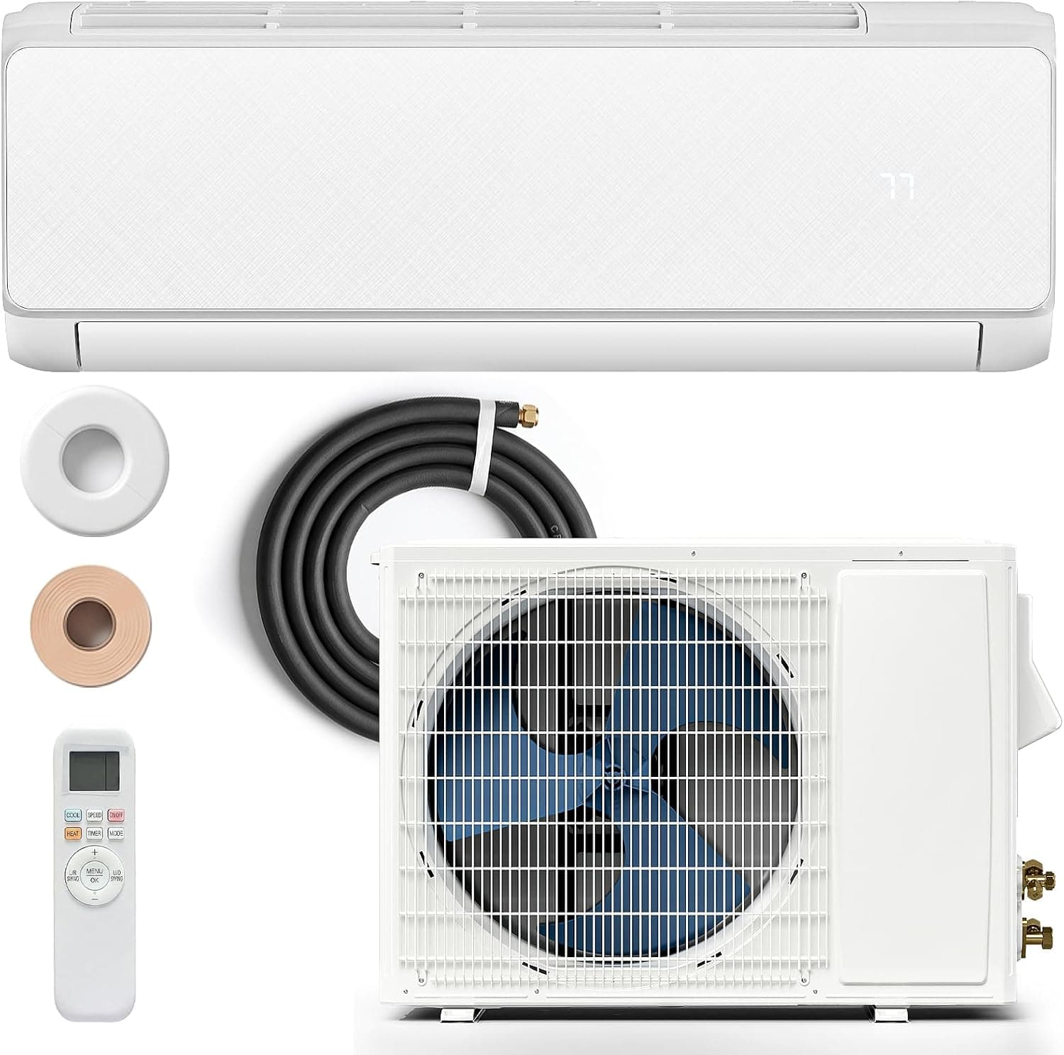 Electactic 9000 BTU Mini Split Air Conditioner & Heater with Inverter, 20.5 SEER2 115V Split AC with Heat Pump, Energy Saving Ductless AC Unit, 24dB Quiet, Cools & Heats Up to 450 Sq.Ft, White