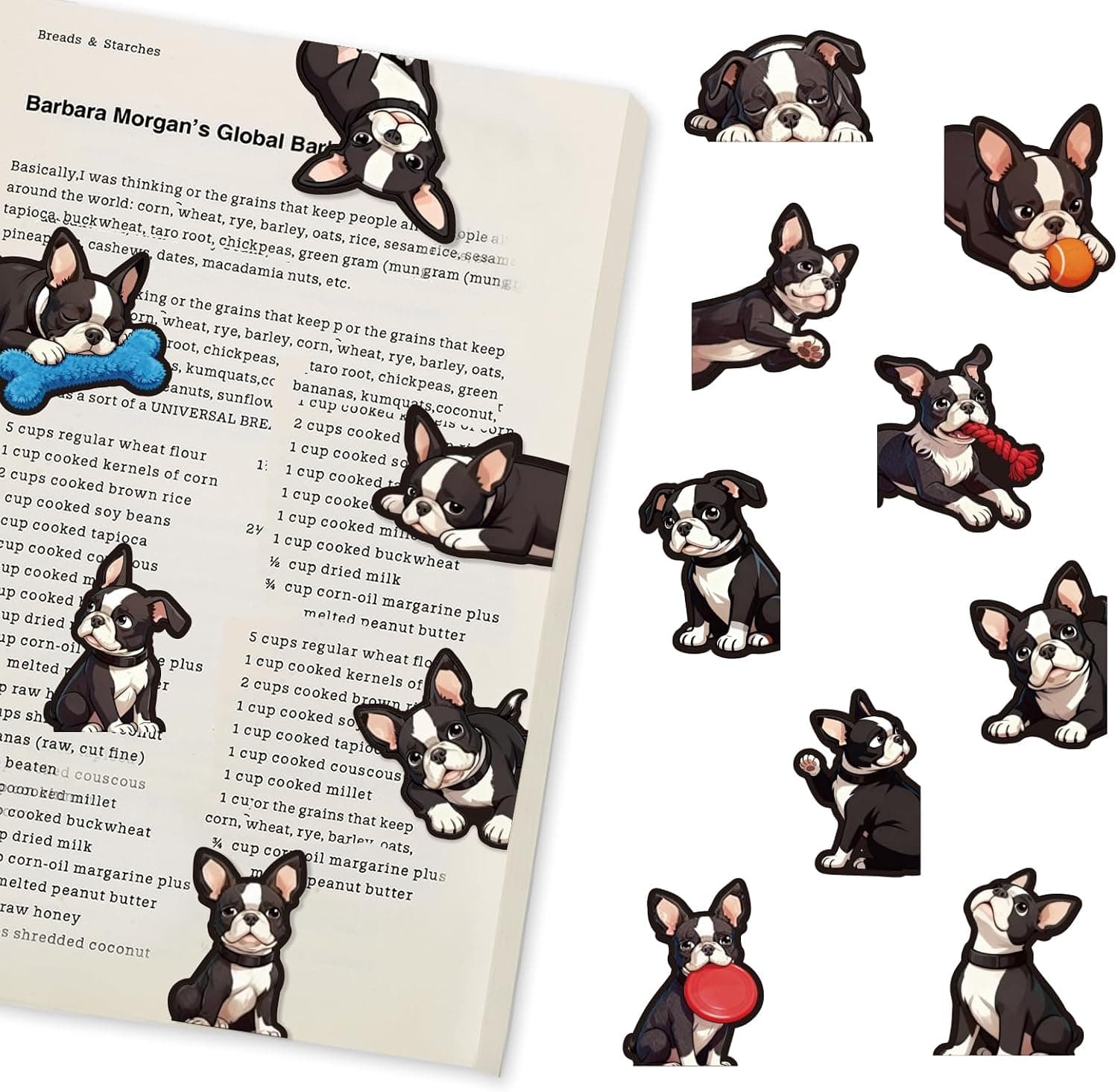 Magnetic Bookmarks 15Pcs Boston Terrier Dog Bookmark, Cute Animals Bookmark for Dog Lovers and Pet Owners, Book Lovers Gifts, Funny Dog Book Marks for Reading Lovers, Women,Kids