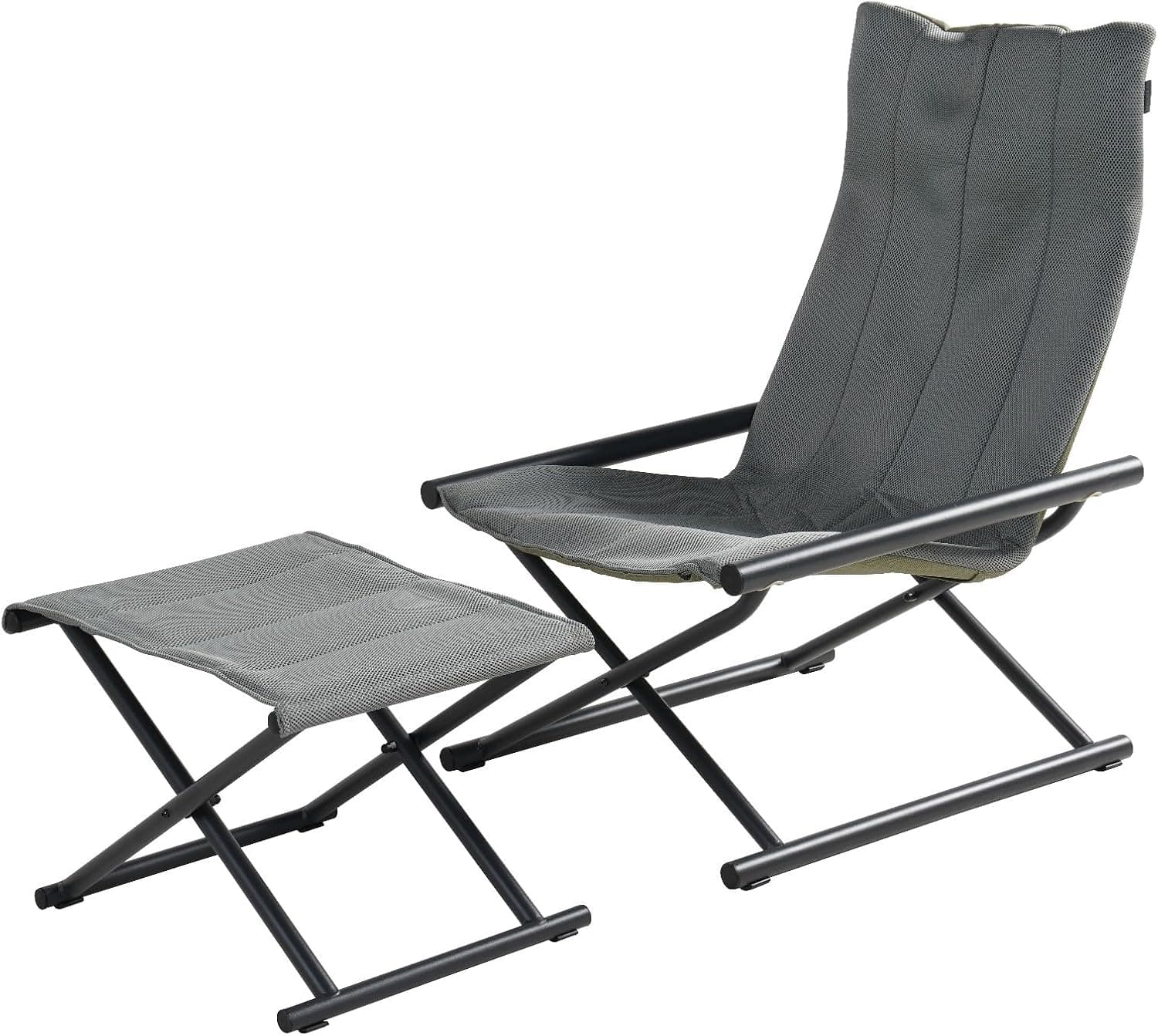 Grand Patio Folding Camping Chairs with Ottoman, High-Back Steel Heavy Duty Adults Portable Sling Fabric Fully Cushioned Seat for Camping, Beach, Sports