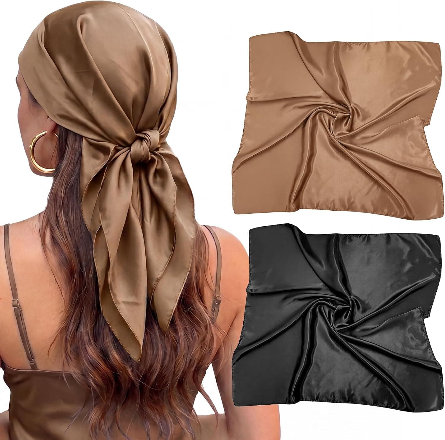 obeoby Head Scarf for Women Like Silk Scarf, 35” Large Square Hair Scarf