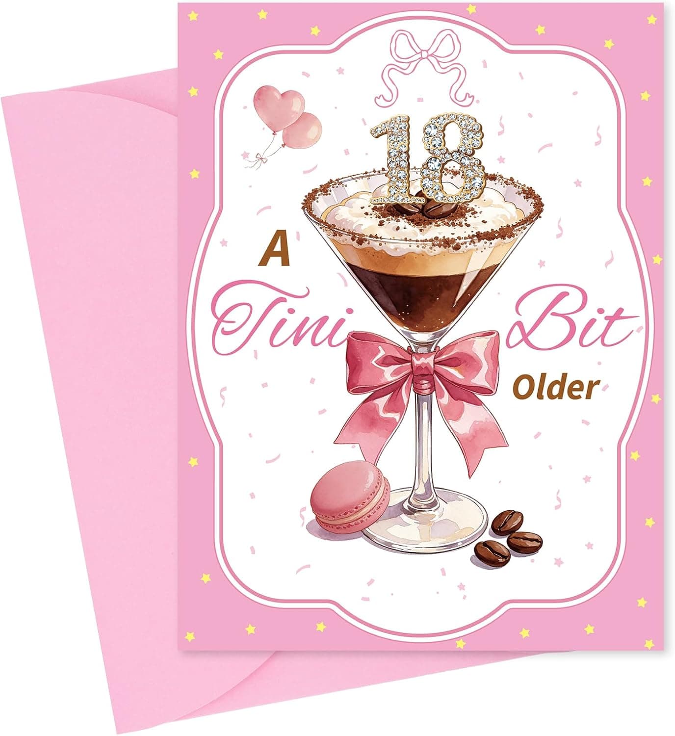 Thboxes Espresso Martini 18th Birthday Card, Funny Birthday Gift for Girls Coffee Cocktail Greeting Card with Envelope for Friend Sister Daughter Niece Granddaughter