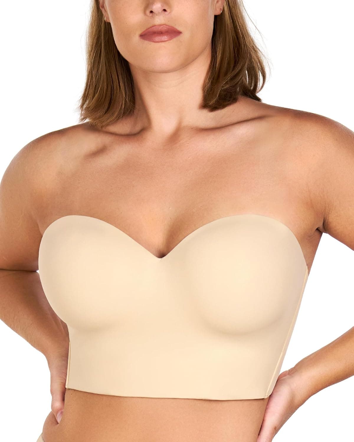 HSIA Longline Strapless Bra for Women Beige