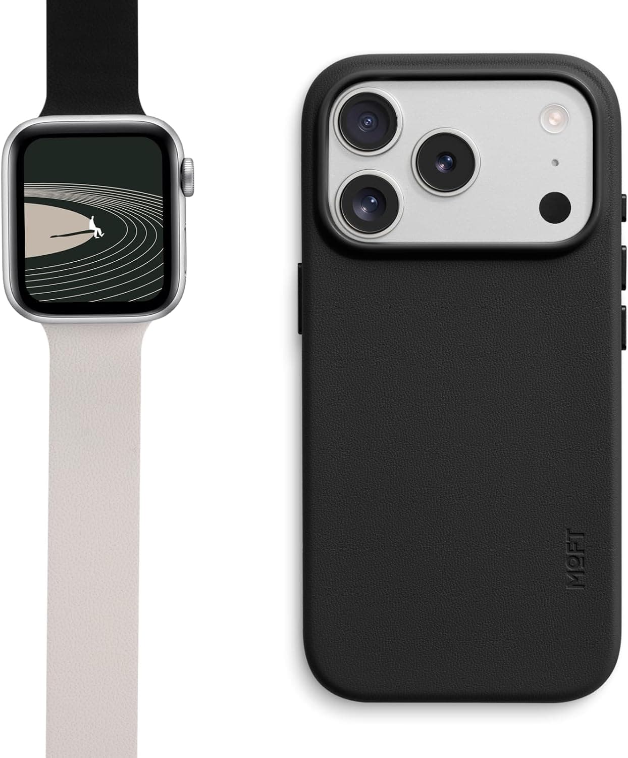 MOFT Snap Duo Watch Bands Compatible with Apple Watch 42mm(S3-1)/44mm/45mm/46mm/49mm Wake Vast Black x Stardust MOVAS Snap Case for iPhone 17 Pro Jet Black