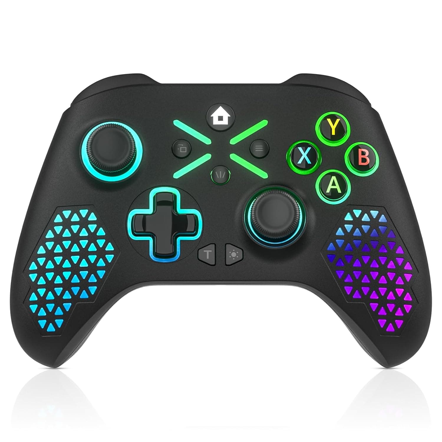 Dinosoo RGB Wireless for Xbox Controller Series X|S, Xbox One & PC Windows 10/11, Built-in Battery Dual Vibration Turbo Macro Function, 2.4GHz Adapter