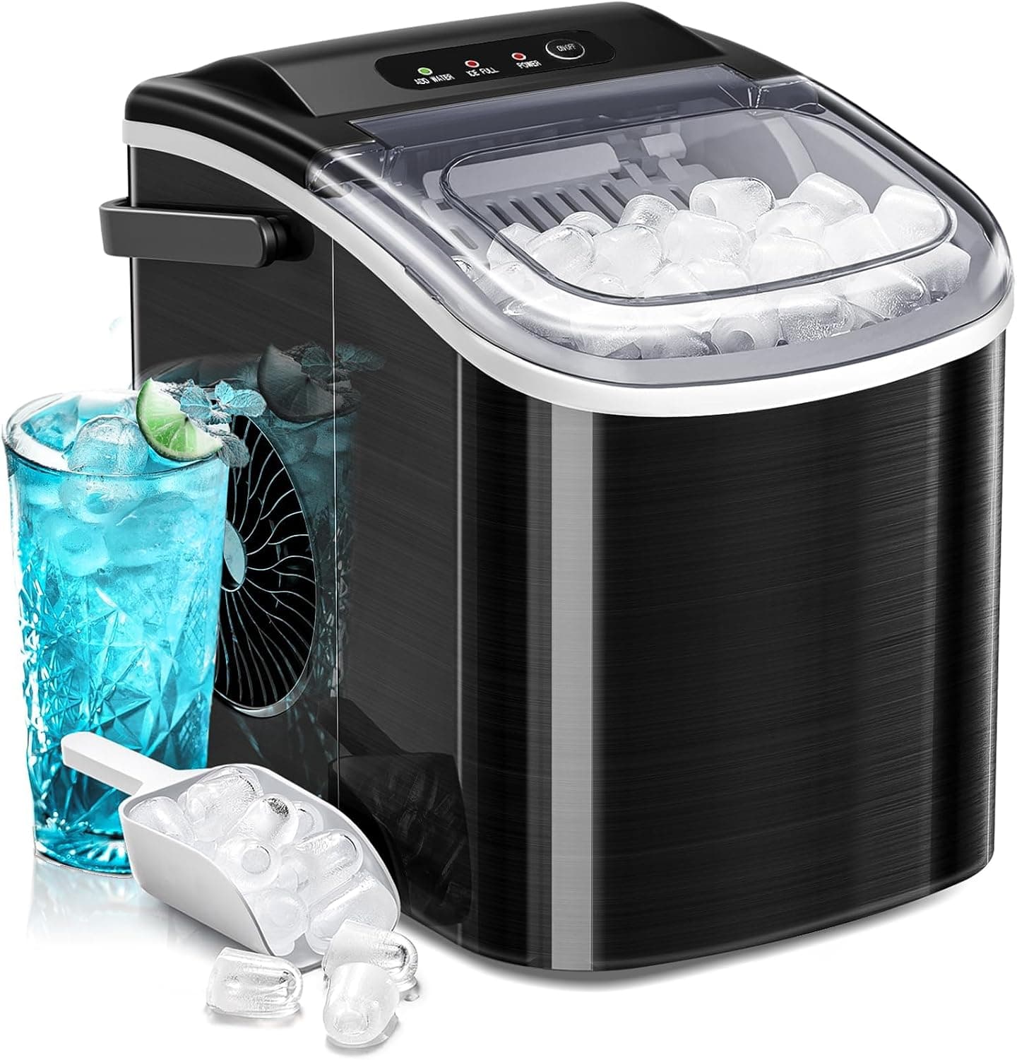 Kismile Countertop Ice Machine, Fast Ice Making Portable Ice Maker, Soft Chewable Ice for Home, Office
