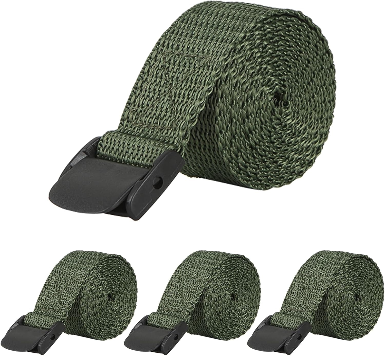 4 PCS Green Trail Camera Straps Wildlife Trail Camera Mounting Straps 145cm Heavy Duty Nylon Straps with Cam Buckles Tie Down Cinch Straps Nylon Fiber Straps for Hunting Camera Accessories