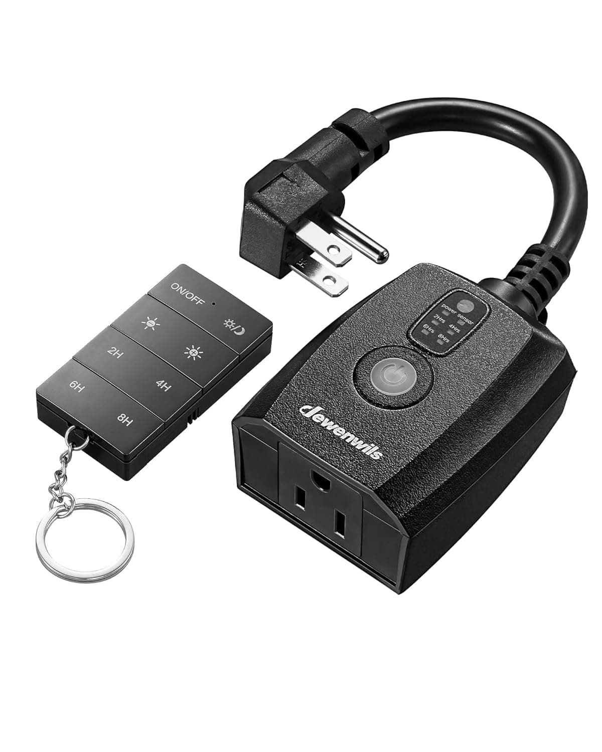 DEWENWILS Dusk to Dawn Dimmer Plug, 100FT Conrtrol Range Dimmable Timer, Compatible with Dimmable LED/Tungsten Bulbs, Waterproof Outdoor Dimmer for String Lights, Christmas Lights