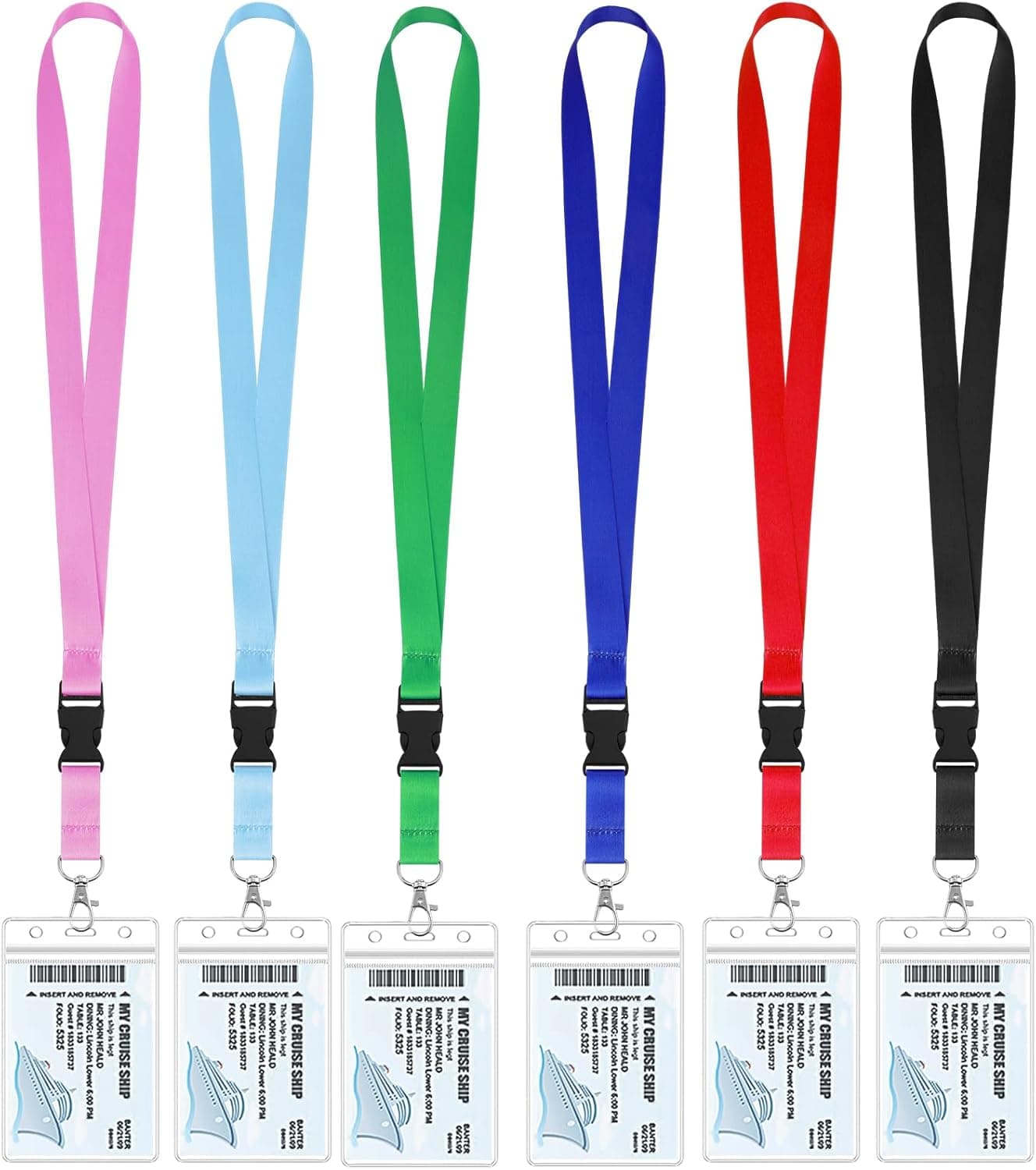 6 Pack Lanyards for Cruise Ship Cards with Waterproof ID Card Badge Holders for Royal Caribbean Cruise Essentials 2026（6 Color）