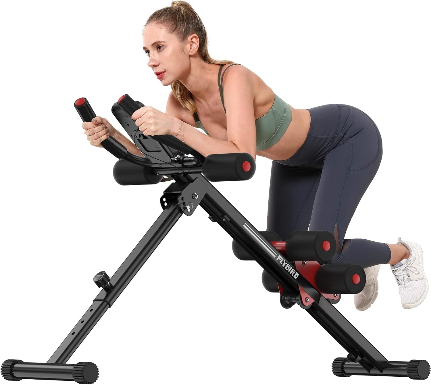 FLYBIRD Adjustable Ab Machine, Ab Workout Machine Full Body Workout for Home Gym, Strength Training Exercise Equipment for Body Shaping Foldable Waist Trainer Suitable for Beginner