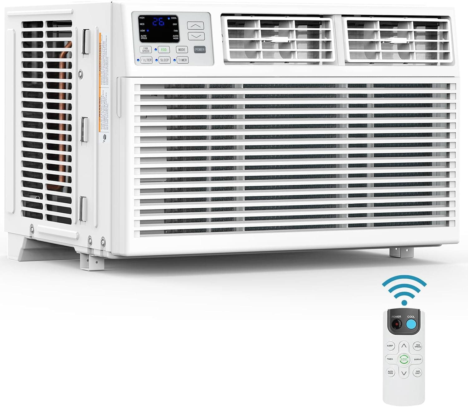 COWSAR 10000 BTU Window Mounted AC, Cooling for 450 Sq.Ft Room, 6-in-1 Window Type Air Conditioner with Remote & 24H Timer, Energy Efficient Quiet Window Air Conditioner for Bedroom & Home Office