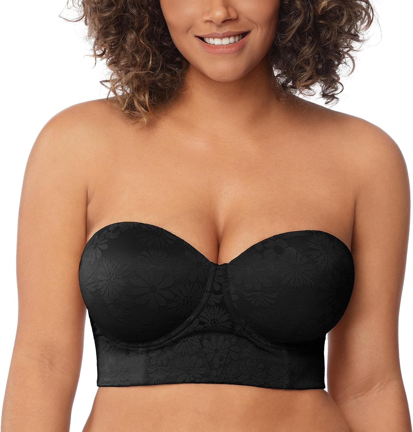 HSIA Black Strapless Bras for Women Large Bust Plus Size Strapless Bra Heavy Breast Supportive Lift Corset Bras