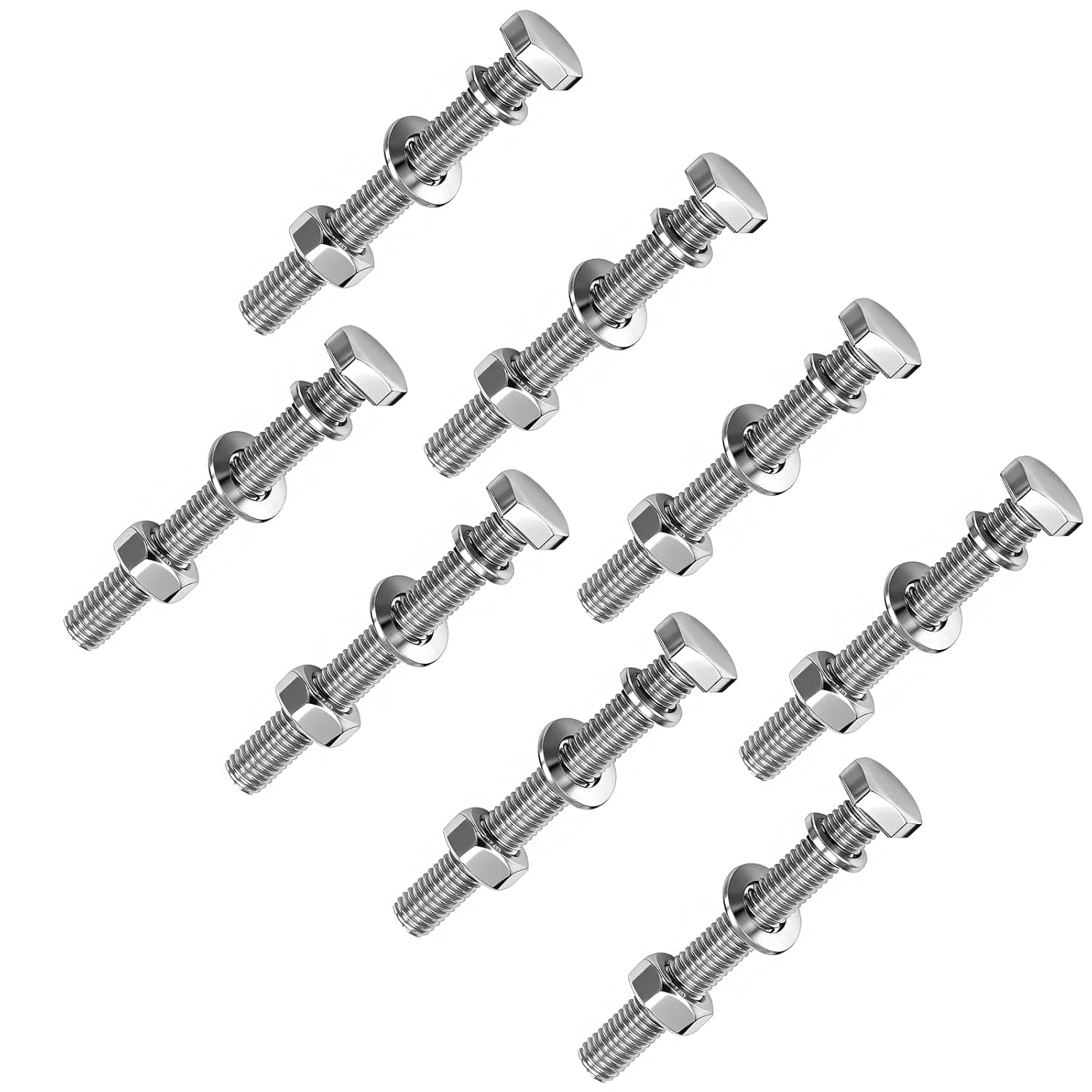1.4x0.2'' Sign Installation Screw Kit, 8 PCS - Heavy Duty Galvanized Bolts, Nuts, Washers & Lock Washers for Secure Mounting