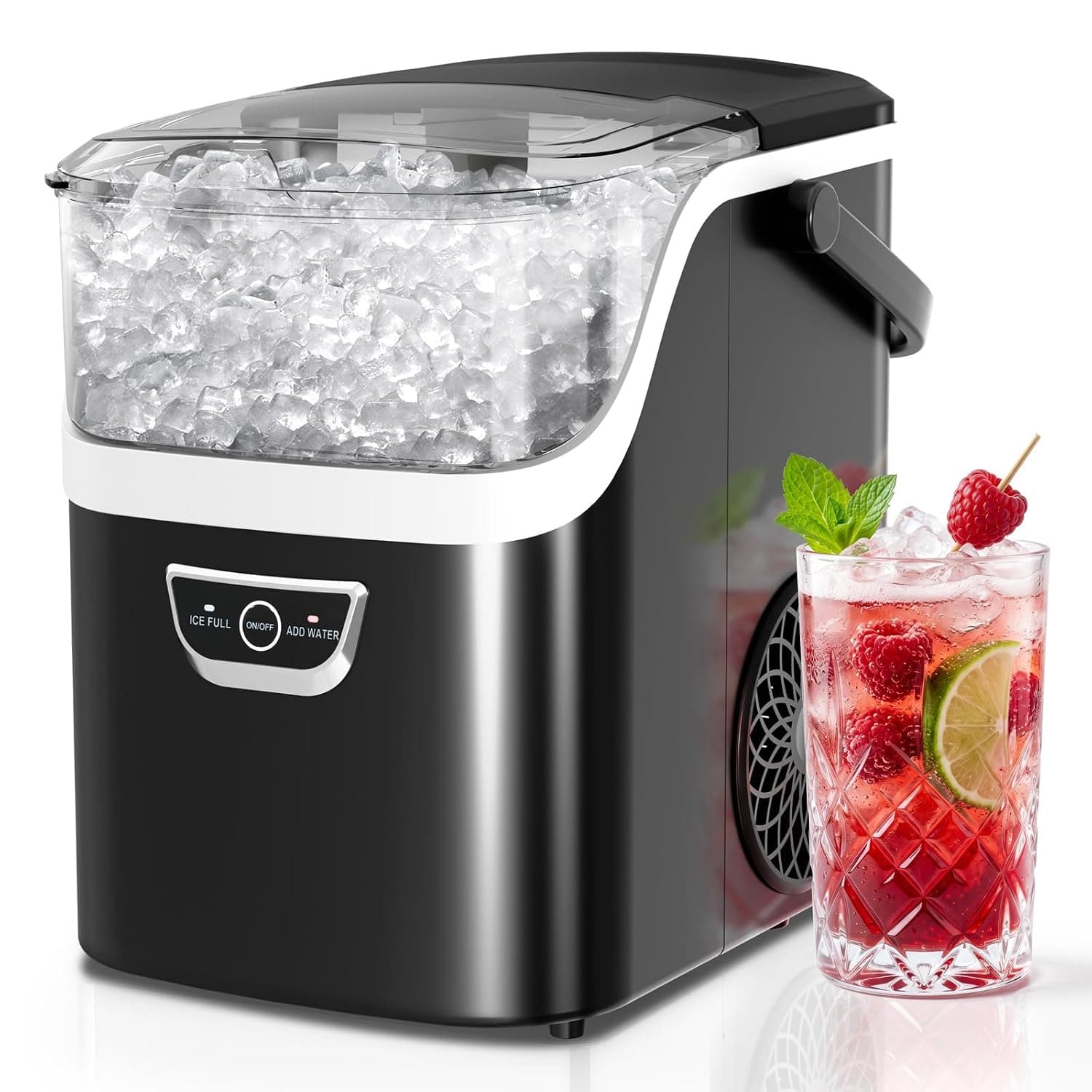 Antarctic Star Nugget Ice Maker, 35Lbs/24H Countertop Ice Machine, 5 Mins Fast Ice, Portable Self-Cleaning with Ice Scoop & Basket, Water/Ice Reminder for Home Kitchen Office
