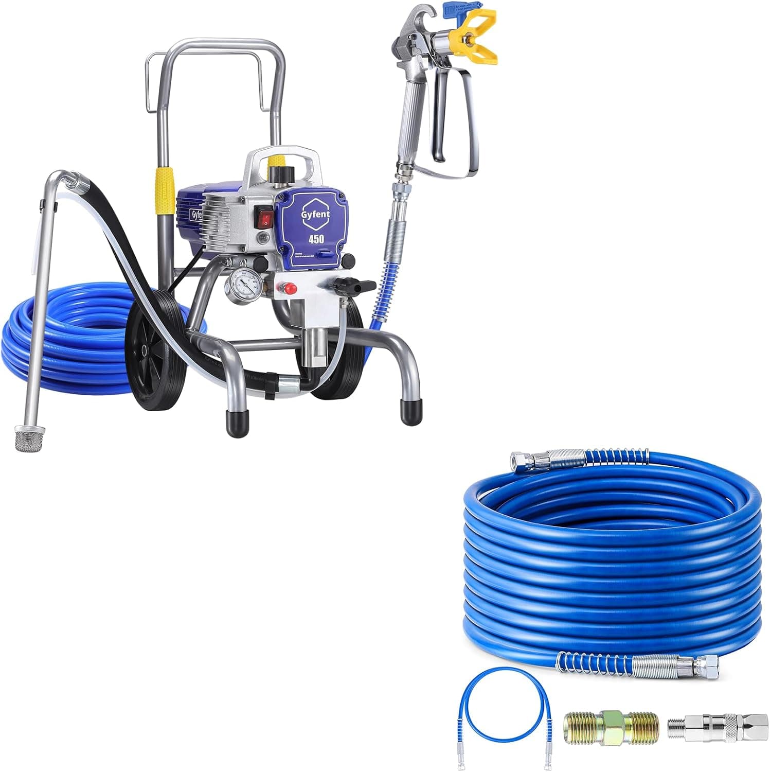 450 Airless Paint Sprayer with 66FT Hose, 0.47GPM Paint Sprayer for Home Interior 3300psi 900W High Efficiency Airless Sprayer with Low Overspray for House Painting Townhouse